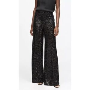 Banana Republic Black Sequin Wide-Leg Pants